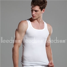 lleeds银鹿男士方领背心运动健身纯棉/莱卡汗背心时尚性感