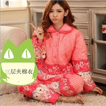 批发冬加厚夹棉月子服秋冬款哺乳睡衣加厚哺乳衣加大孕妇睡xxl