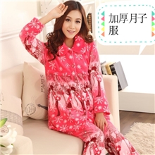 冬装珊瑚绒加厚月子服秋冬款哺乳睡衣法兰绒哺乳衣加大孕妇睡衣