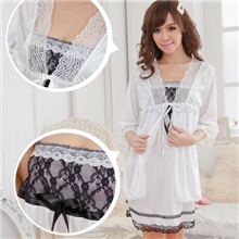 批发供应夏季纯色蕾丝边高档冰丝女士吊带睡袍睡裙两件套