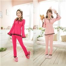 春秋款正品莫代尔睡衣浪漫蕾丝花边女士修身宫廷装长袖家居服批发