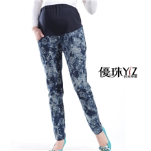 孕妇装孕妇裤时尚牛仔托腹裤洗花牛仔裤厂家批发活动优惠#9236