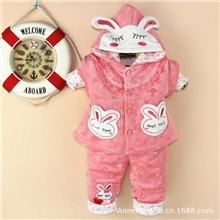 2013年秋冬新款女童LOVE兔夹棉两件套免费代理一件代发