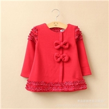 2013秋冬装新款中小童女童童装外贸韩版连衣裙蝴蝶结加厚加绒裙子