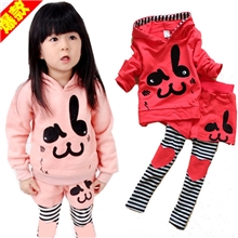 1.5外贸童装批发女童春秋款全棉爱心小兔运动套装236