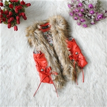 外贸童装批发1.2KG女童高档秋冬毛领皮马甲夹薄棉505