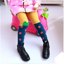 花颜巧语2013秋冬新款宝宝儿童女童装韩版拼接圆点毛线裤