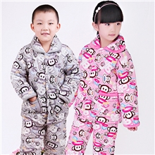 厂家直销13年新品儿童男女珊瑚绒加厚夹棉保暖睡衣家居服套装