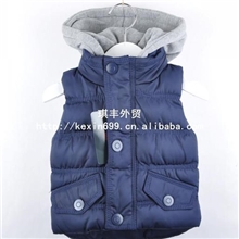 已清爆款9.11外贸欧美单Z家新款男童连帽棉马甲背心小童马甲