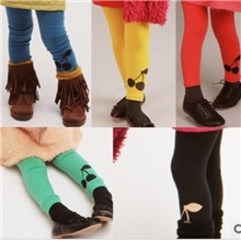 青岛产地童装2013年秋款女童百搭糖果5色樱桃印花纯棉打底裤童裤