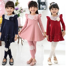童装批发13韩版童装春秋款女童长袖时尚花朵飞袖连衣裙女童裙