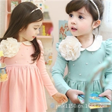 品牌童装韩版2013秋款气质珍珠女童校服长袖连衣裙童裙批发