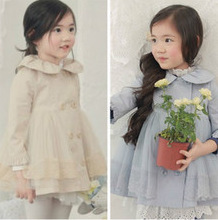 2013韩版新款秋装女童气质公主花边2色风衣童外套一件代发免费代