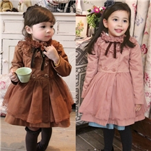 韩版童裙新款爆款春秋款女童立领童风衣厂家批发5004