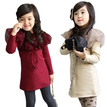 广东童装品牌童装女童纱领披肩裙长袖童裙100