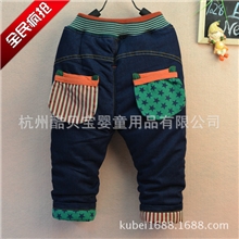 童裤批发63KB59百搭儿童牛仔裤夹棉加厚冬款童装牛仔裤