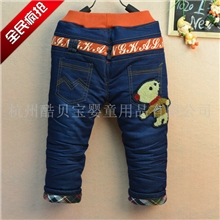 童裤批发20KB1352可爱小熊儿童棉裤夹棉加厚冬款童装牛仔裤