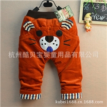 童装批发K2B39可爱小老虎灯芯绒儿童长裤冬款童装裤子