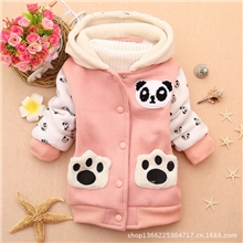 秋冬季童装热卖韩版棉童外套可爱双口袋熊掌大卫衣长袖加棉