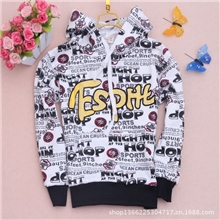 爆款童卫衣纯棉时尚字母印花套头连帽衣秋季新款童卫衣厂家直销