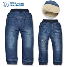 法国KK兔外贸儿童牛仔休闲童裤秋冬季童装加绒长裤SL1301