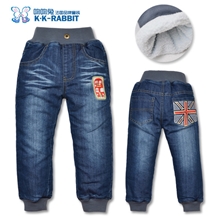 法国KK兔儿童牛仔裤批发儿童休闲裤外贸加绒儿童长裤SL1304