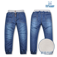 2013秋冬新款品牌童装儿童欧美收口长裤儿童加绒牛仔长裤批发