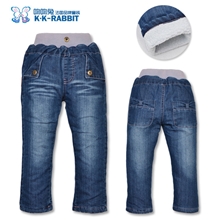 法国KK兔加绒儿童牛仔裤童装直筒裤SL1302