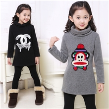 毛毛虫女童装2013秋冬新款韩版不倒绒高领长款打底衣T恤