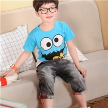 2013年新款韩版热销童装短袖大眼睛童装批发1051款