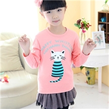 2013年新款韩版童装不倒绒打底衫小猫咪童装批发1119款