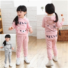 2013秋冬款韩版童装男童女童长袖口袋卫衣小熊休闲运动套装批发