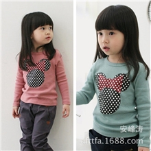 韩版童装批发春秋款米妮头女童长袖T恤儿童休闲长t