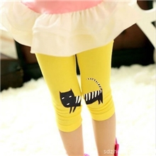 夏款韩版童装批发女童拼接猫咪打底裤儿童百搭七分裤九分裤