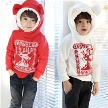 韩版童装批发秋冬款圣诞小鹿儿童外套男童女童帽衫卫衣