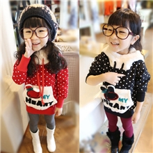 2013新款女童装秋装女连帽波点加厚双层卫衣绒衫童装批发