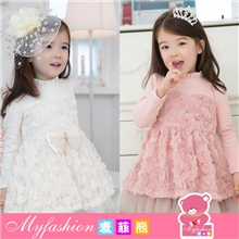 Myfashion|广东品质童装2014爆款玫瑰花公主女童连衣裙童裙32139