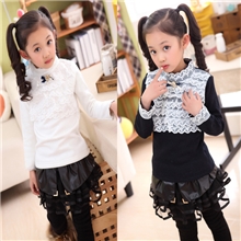 广东产地2013新款冬季女童装韩版儿童加绒打底衫纯棉长袖童t恤