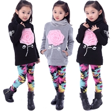 2013冬款童装冬季女童上衣新款韩版玫瑰花卫衣儿童加绒打底衫
