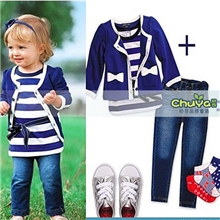 2013女童秋装欧美外贸童套装海军蓝三件套秋季新品厂家直销