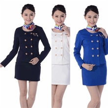 双排扣长袖空姐服职业套装发廊美容院工作服制服送围巾送装饰链