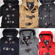 品牌女装ASK牛角扣羊毛呢中长款大衣外套休闲大衣外贸