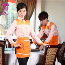 工厂批发酒店工作服长袖服务员服装秋冬装快餐店制服饭店工装