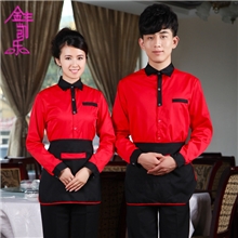 酒店工作服秋冬装长袖西餐厅餐饮制服快餐店服务员工装工服批发