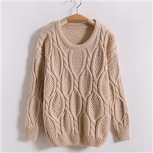 秋冬新款韩国复古立体麻花圆领毛衣女士毛衣开衫厂家批发
