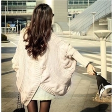 2013秋冬装时尚新款粗针织毛衣蝙蝠袖开衫宽松披肩女装加厚外套
