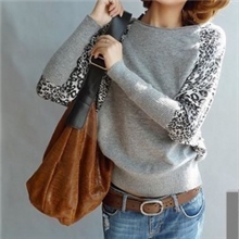 2013春装批发新款豹纹毛衣薄款长袖打底衫全棉衫针织衫A24