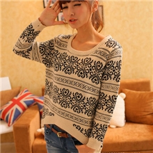 2013新款女装韩版宽松针织衫线衫北京青年中国风青花瓷毛衣外套女