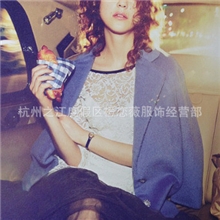 2013秋冬deicy同款钻石镶钻纽扣长毛绒羊绒毛呢大衣