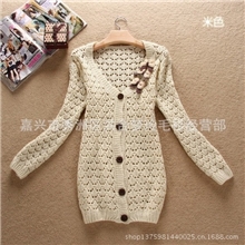 2013春装韩版镂空甜美可爱宽松潮流针织衫长袖开衫毛衣正品女装长